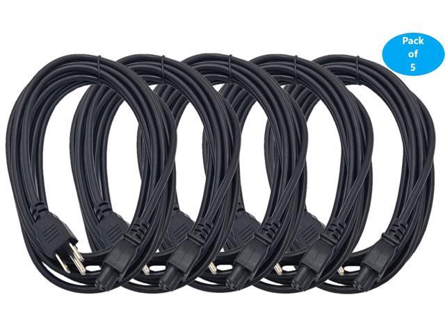Micro Connectors 15 ft. NEMA 5-15P to C5 18 AWG 3-Prong Notebook/TV/Power Cord, UL Approved 10 Amp/Black (5-Pack) (M05-126-15-5P)