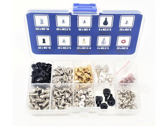 Micro Connectors 228 pcs PC Computer Screws Assortment Kit for Computer Hard Drive Mother Board Standoffs Fan CD-ROM Assembling (SCW-296PC)