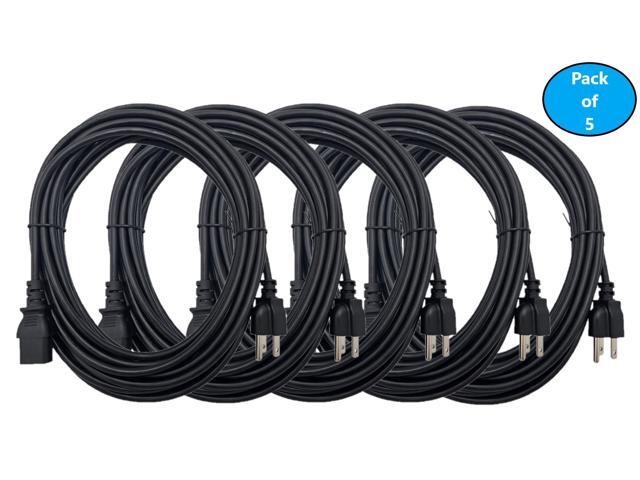 Micro Connectors 12 Feet Universal AC Power Cord 18AWG (NEMA 5-15P to C13) 5-Pack (M05-113UL12-5P)