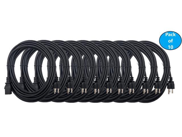 Micro Connectors 12 Feet Universal AC Power Cord 18AWG (NEMA 5-15P to C13) 10-Pack (M05-113UL12-10P)