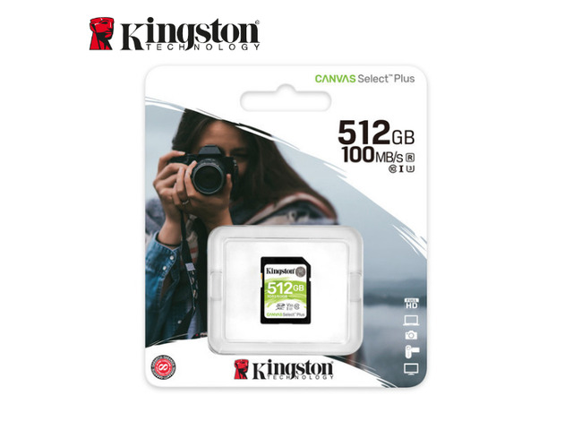 Kingston - SDS2/512GB - Kingston Canvas Select Plus 512 GB Class 10/UHS-I (U3) SDXC - 100 MB/s Read - 85 MB/s Write -