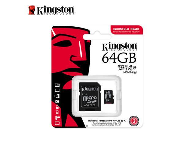Kingston 64GB Industrial microSD UHS-I U3 V30 A1 Memory Card, Includes SD adapter SDCIT2/64GB
