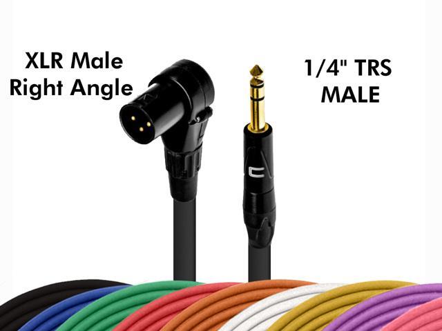 Coluber Cable - Right Angle XLR Male to 1/4' TRS - Connector for Microphone, Speaker, Guitar or Mixer for Live Audio Recording - 5 Feet - Red