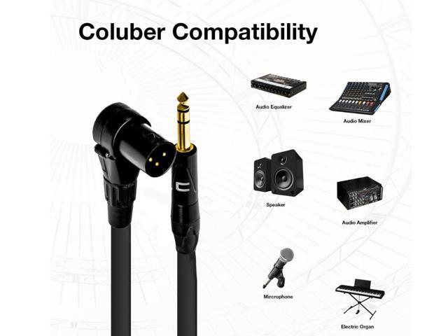 Coluber Cable - Right Angle XLR Male to 1/4' TRS - Connector for Microphone, Speaker, Guitar or Mixer for Live Audio Recording - 5 Feet - Red