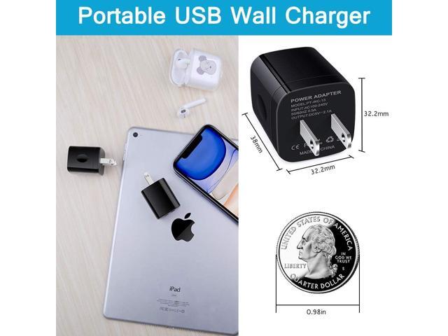 Wall Charger Block,2.1A/5V Dual Port USB Wall Plug in Phone Travel Power USB Adapter Plug,3Pack Black Charger Cube Fast Charging Compatible iPhone...
