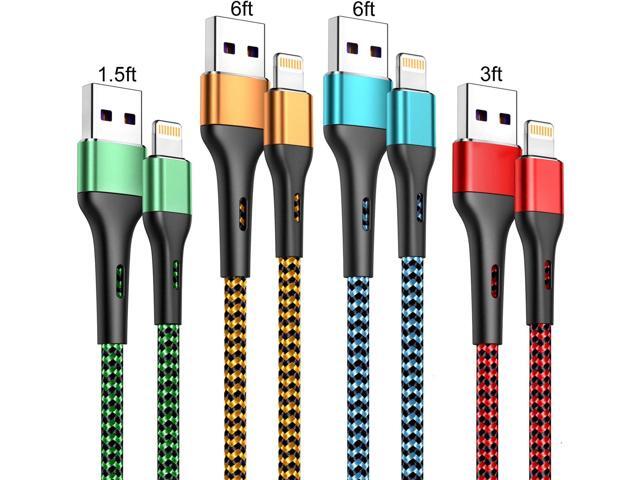 Durcord iPhone Charger 6FT/6/3/1.5, Lightning Cable Fast Charging Cable Nylon Braided Cord Compatible with iPhone 14/13/12/11 Pro Max/XS...
