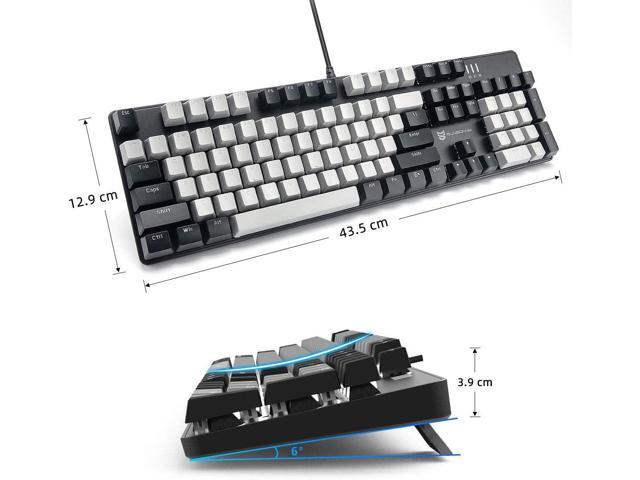 Qisan 104 Mechanical Keyboard for Gaming Large Size USB White Backlit Gaming Keyboard Wired US Layout Blue Switches Hot Swappable Mechanical...