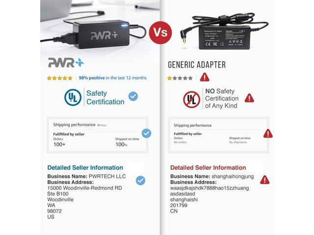 USB-C Laptop Charger 65W 45W USB Type C AC Power Adapter - LG Gram Lenovo CTL Dell MacBook Pro Air iPad Microsoft Huawei Samsung Acer Asus...