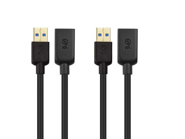 Cable Matters 2-Pack USB to USB Extension Cable (USB 3.0 Extension Cable/USB 3 Extension Cable) in Black 3 Feet
