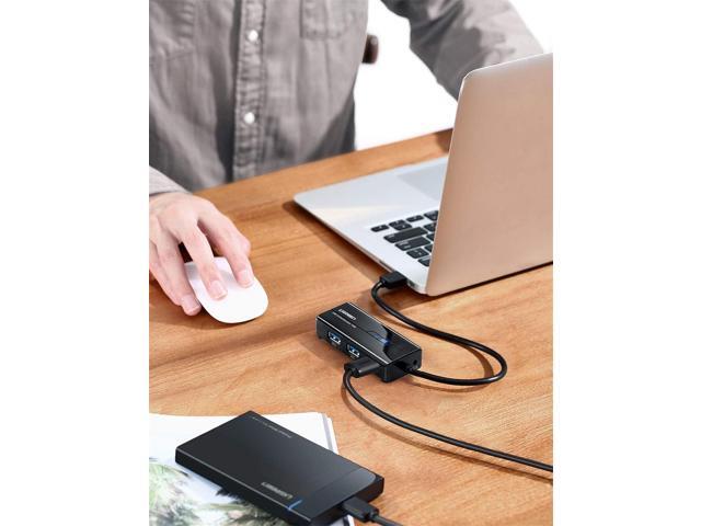 UGREEN USB 3.0 Hub Ethernet Adapter 10 100 1000 Gigabit Network Converter with 3 USB 3.0 Ports Hub Compatible with Laptop PC Nintendo Switch...