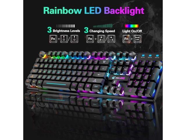 Wireless Gaming Keyboard and Mouse Combo Rainbow Backlight Quiet Ergonomic Mechanical Feeling Anti-ghosting Keyboard Mouse with Rechargeable...