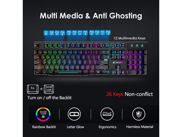 Wireless Gaming Keyboard and Mouse Combo Rainbow Backlight Quiet Ergonomic Mechanical Feeling Anti-ghosting Keyboard Mouse with Rechargeable...
