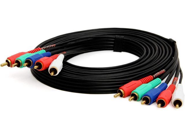 C 5-RCA Male to 5RCA Male RGB Component Audio Video Cable for HDTV - Gold Plated RCA to RCA - 12 Feet, Black