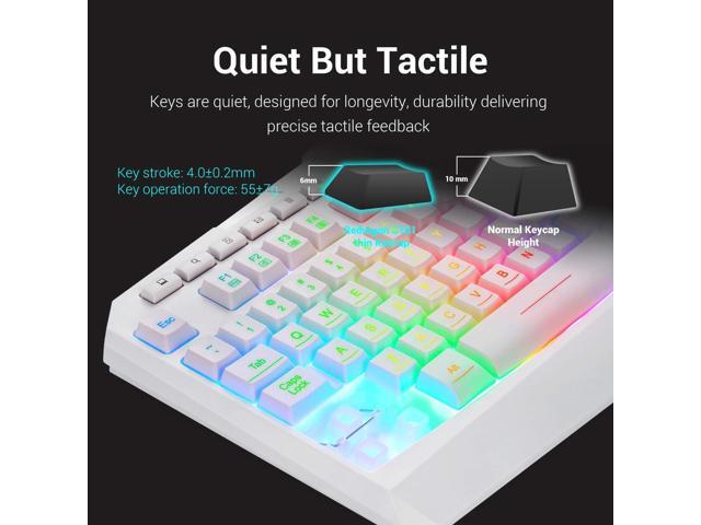 S101 Wired RGB Backlit Gaming Keyboard with Multimedia Keys Wrist Rest and Red Backlit Mouse Combo 3200 DPI for Windows PC Gamers (White)