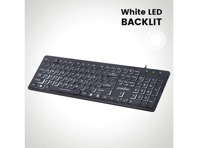 Perixx PERIBOARD-317 Wired Backlit USB Keyboard, Big Print Letter with White Illuminated LED, US English Layout,Black