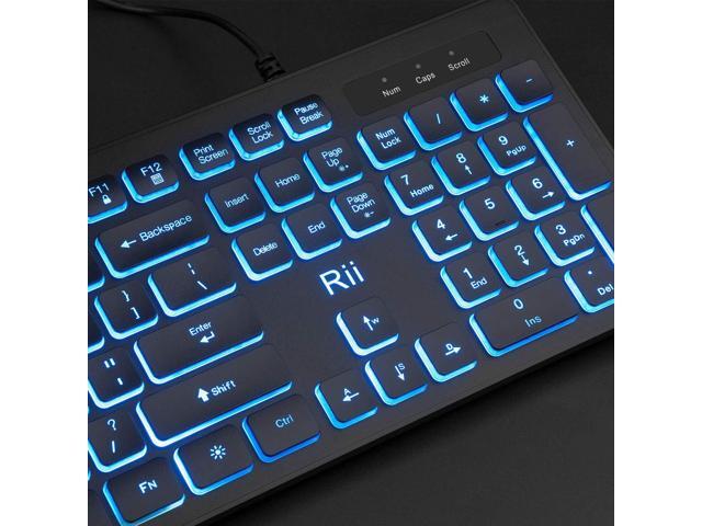 Rii Three Colors Backlit Keyboard and Mouse, Wired Keyboard and Mouse Combo, USB Keyboard and Mouse Set,Quiet Input Gaming Keyboard,Optical RGB...