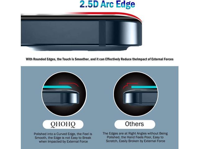 QHOHQ 3 Pack Screen Protector for iPhone 12 Pro Max 6.7' with 2 Pack Tempered Glass Camera Lens Protector, Ultra HD, 9H Hardness, Scratch...