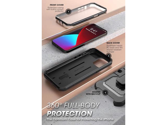 for iPhone 12 Case / iPhone 12 Pro Case with Screen Protector (Unicorn Beetle Pro), [Built-in Stand & Belt-Clip] Full-Body Rugged Protective Phone...