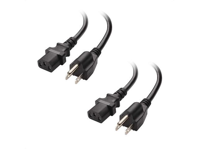 2-Pack 16 AWG Heavy Duty 3 Prong Computer Monitor Power Cord in 6 Feet (NEMA 5-15P to IEC C13)