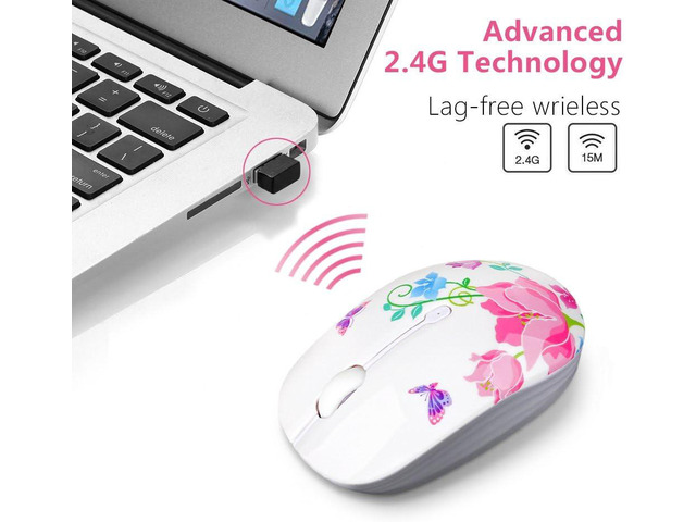 JUHOO Wireless Mouse with Nano Receiver for PC, Laptop, Notebook, Computer, MacBook, Less Noise, Portable Mobile Optical Mice