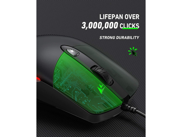 Wired Mouse with Ergonomic Design Reduces Hand Fatigue Muscle Strain, Silent USB Computer Mouse, 1600 DPI Office and Home Mice (Black, Wired)