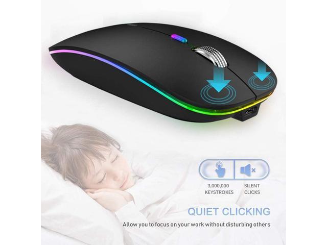 TENMOS Wireless Bluetooth Mouse, LED Slim (Bluetooth 5.1/5.0 + USB) 2.4GHz Rechargeable Silent Bluetooth Wireless Mouse with Type C Adapter for...