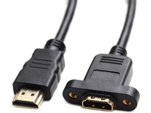 Bluwee HDMI Extension Cable High Speed HDMI Male to Female Extension Wire Cord HDMI Extender w/Screw Nut for Panel Mount - Gold Plated Plugs Black.