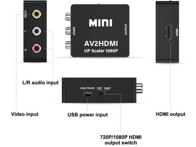 RCA to HDMI Converter, Tackston 1080P RCA Composite CVBS AV to HDMI Video Audio Converter Compatible with N64 Wii PS2 Xbox VHS VCR DVD with USB...