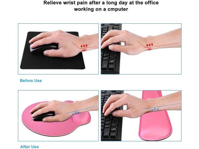 Keyboard Wrist Rest Pad Mouse Pad, Memory Foam, Rest Pads Sets for Comfortable Typing & Wrist Pain Relief, Anti-Slip Rubber Base (Rose Pink)