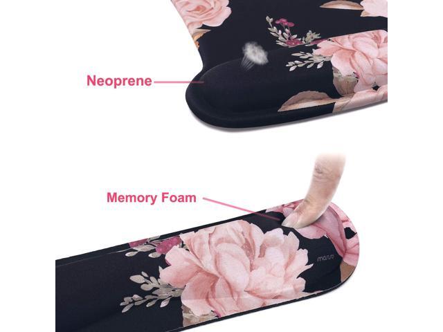 MOSISO Wrist Rest Support for Mouse Pad & Keyboard Set, Peony Ergonomic Mousepad Non-Slip Base Home/Office Pain Relief & Easy Typing Cushion with...