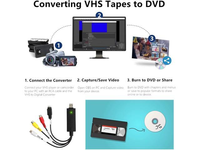 VHS VCR to Digital DVD Converter USB Video Audio Capture Card VHS Box VHS VCR TV to Digital Converter Support mac OS Windows