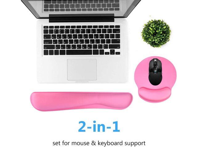 Keyboard Wrist Rest Pad Mouse Pad, Memory Foam, Rest Pads Sets for Comfortable Typing & Wrist Pain Relief, Anti-Slip Rubber Base (Rose Pink)