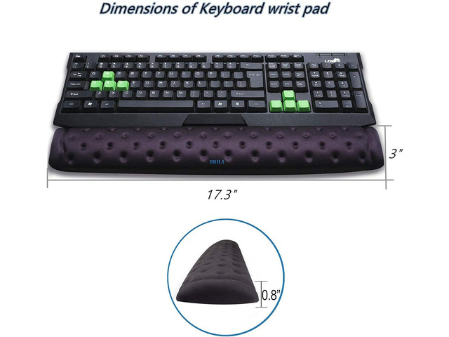 BRILA Memory Foam Mouse & Keyboard Wrist Rest Support Pad Cushion Set for Computer, Laptop, Office Work, PC Gaming - Massage Holes Design - Easy...