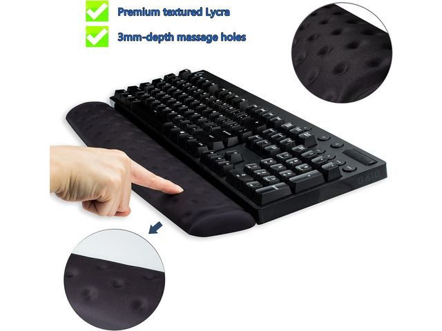 BRILA Memory Foam Mouse & Keyboard Wrist Rest Support Pad Cushion Set for Computer, Laptop, Office Work, PC Gaming - Massage Holes Design - Easy...