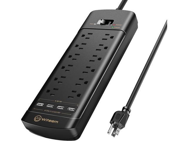 Surge Protector Power Strip - 12 Outlets,4 USB 6A Ports, 6Ft Extension Cord, 1875W/15A, 4360Joules, Overload Protection - Ideal for Home & Office...