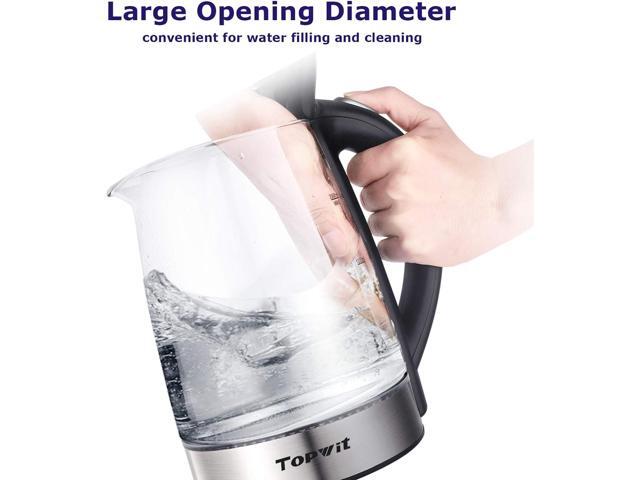 TOPWIT Electric Kettle Glass Hot Water Kettle, 2.0L Water Warmer, BPA-Free Stainless Steel Lid & Bottom, Tea Kettle with Fast Heating, Auto...