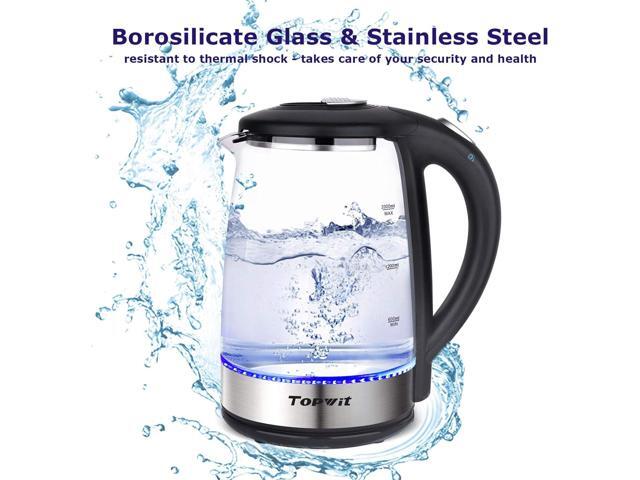 TOPWIT Electric Kettle Glass Hot Water Kettle, 2.0L Water Warmer, BPA-Free Stainless Steel Lid & Bottom, Tea Kettle with Fast Heating, Auto...