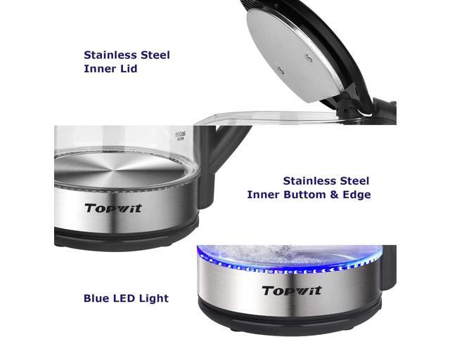 TOPWIT Electric Kettle Glass Hot Water Kettle, 2.0L Water Warmer, BPA-Free Stainless Steel Lid & Bottom, Tea Kettle with Fast Heating, Auto...