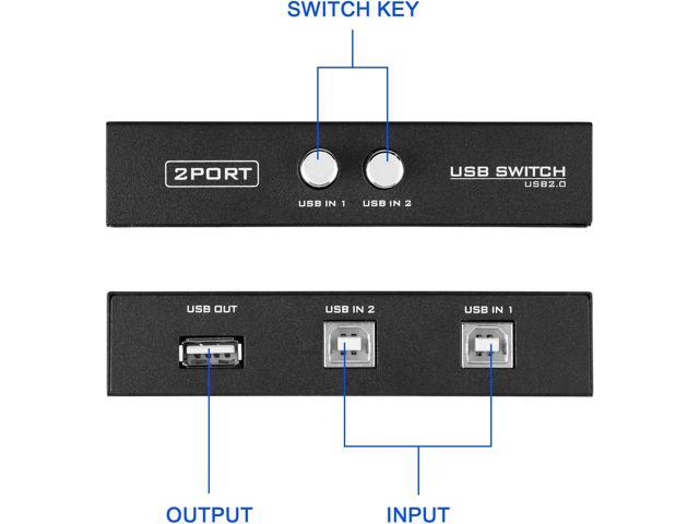 EEEKit Bundle for Printer Switch,2 Port USB 2.0 Manual Printer Scanner Sharing Switch Hub 2 PC to 1 Splitter Adapter,2 Pack USB A to B Printer Cable