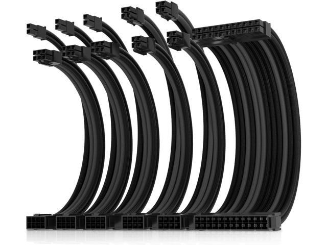 Asiahorse Power Supply Sleeved Cable for Power Supply Extension Cable Wire Kit 1x24-PIN/ 2x8-PORT (4+4) M/B,3x8-PORT (6+2) PCI-E 30cm Length with...