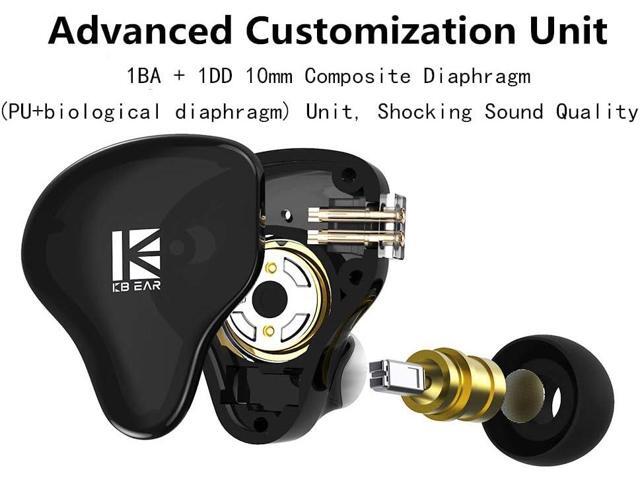 KBEAR KS2 iem, in Ear Monitor Headphones Hybrid 1BA 1DD Wired Earbuds Stereo Bass HiFi IEM Earphone Noise Cancelling High Resolution with...