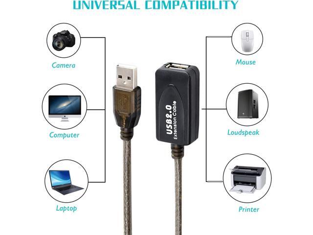 30FT USB Extension Cable, GGMTY USB 2.0 Type A Male to A Female Active Repeater Extension Cable 30ft, High Speed 480 Mbps