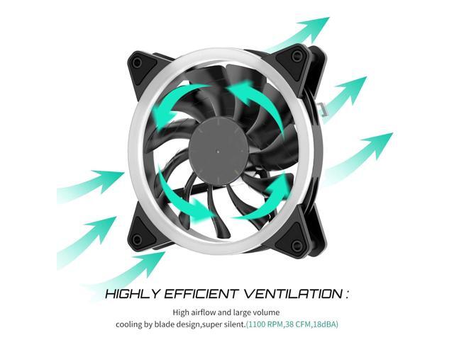 upHere 120mm RGB Series Case Fan,Quiet Edition High Airflow LED Case Fan for PC Cases-5 Pack