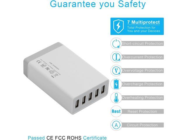 Desktop 5 Port USB Wall Charger 40W 8A, USB Hub Charging Station for Multiple Devices, Protable Multi Port USB Charger for Cell Phone x 8 8 Plus...