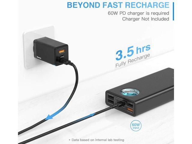 Portable Charger 30000mah, Baseus USB C PD 3.0 Fast Charging 65W Power Bank, 5-Outport Battery Pack for MacBook Pro, Dell XPS, iPhone 13/13 Pro/13...