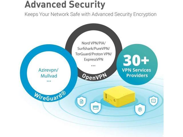 GL. iNet GL-MT300N-V2(Mango) Portable Mini Travel Wireless Pocket VPN WiFi Router - Access Point/Extender/WDS OpenWrt 2 x Ethernet Ports ...