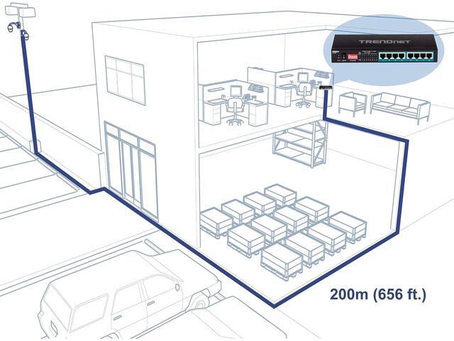 TRENDnet 8-Port Gigabit Long Range Poe+ Switch, TPE-LG80, 65W Poe Budget, Ethernet/Network Switch, Long-Range Poe+ Extends Range Up to 200M (656...