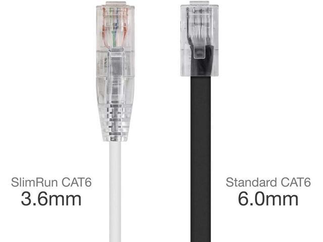Monoprice Cat6 Ethernet Patch Cable - 2 feet - White Snagless RJ45 Stranded 550MHz UTP CMR Riser Rated Pure Bare Copper Wire 28AWG - SlimRun Series