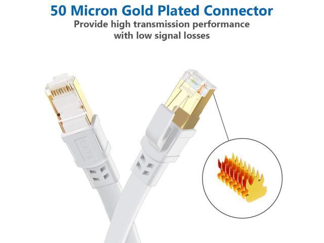 Cat 8 Ethernet Cable 50 ft High Speed Flat Internet Network RJ45 Cable Shielded 2000Mhz 40Gbps LAN Patch Cables Cords for Gaming, Xbox, PS5, PS4,...