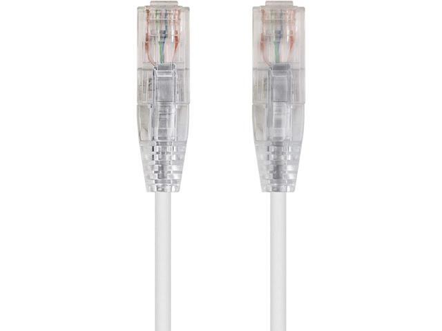 Monoprice Cat6 Ethernet Patch Cable - 2 feet - White Snagless RJ45 Stranded 550MHz UTP CMR Riser Rated Pure Bare Copper Wire 28AWG - SlimRun Series